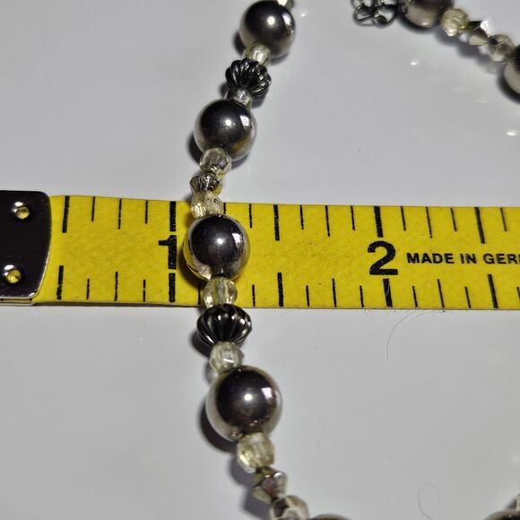 New York Silver Tone Beaded Necklace Teardrop Shaped Pendant 17-19" - Picture 8 of 14